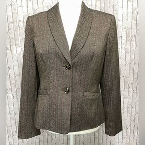 Kasper Classic Brown Herringbone 2 Button Blazer. Sz 6P